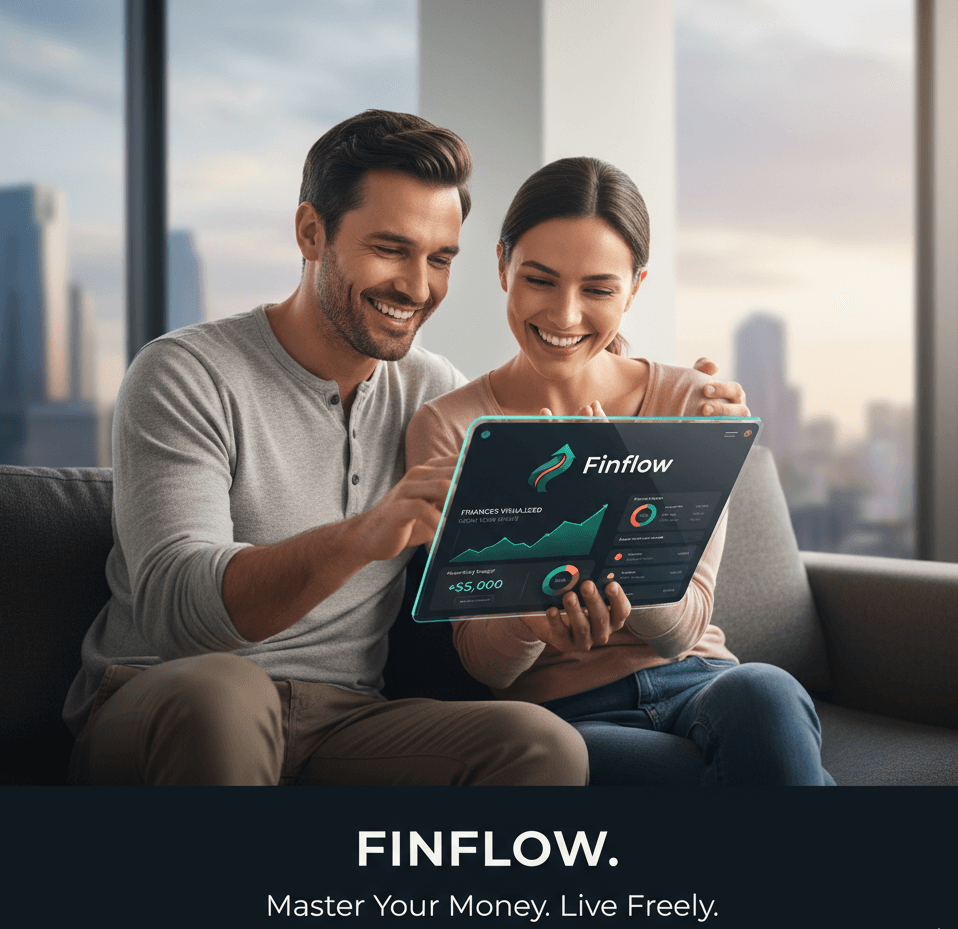 Pareja gestionando sus finanzas con Finflow